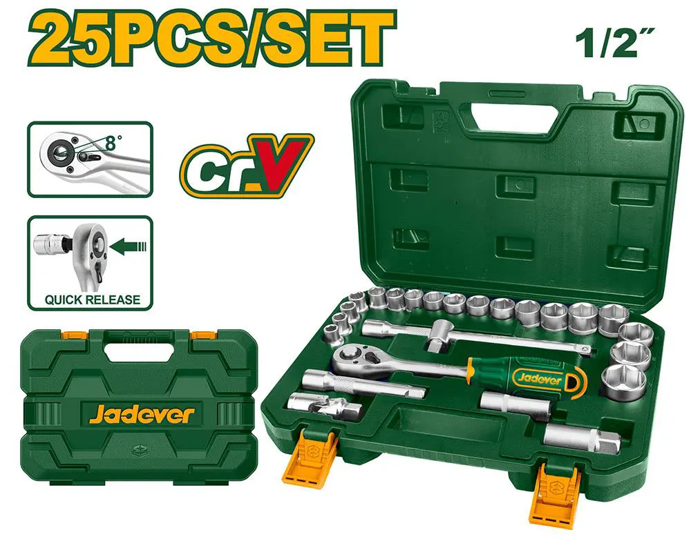 JADEVER 25 Piece Socket and Set, 1-2 inch JDST2D25