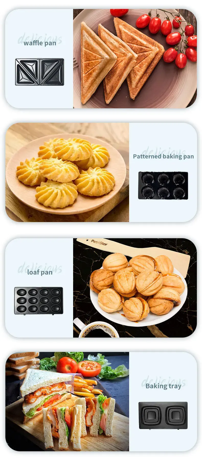 صانع الساندوتش والوافل سوكاني، 800 وات، 8 في1، أسود، SK-BBQ-140