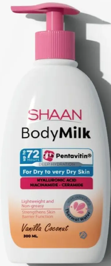 بودي ميلك مرطب للجسم للبشرة الجافه للجافه جدا من شان،بالفانيليا وجوز الهند، 300 مل