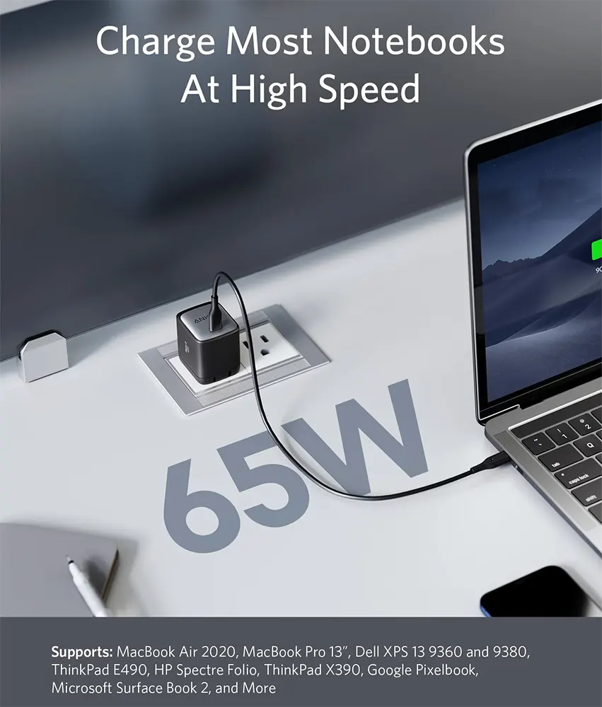 شاحن أنكر نانو 2 بقوة 65 واط، يو إس بي-سي، أبيض، A2663P21