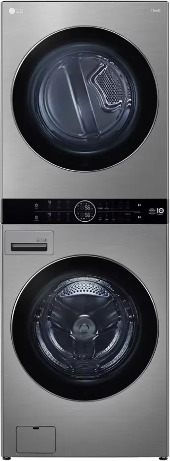 غسالة ملابس ال جي ووش تاور فول اتوماتيك تحميل أمامي 21 كيلو بمجفف 16 كيلو، شاشة تاتش ديجيتال، انفرتر، فضي، FWT2116SS