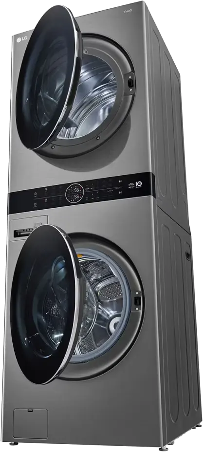 غسالة ملابس ال جي ووش تاور فول اتوماتيك تحميل أمامي 21 كيلو بمجفف 16 كيلو، شاشة تاتش ديجيتال، انفرتر، فضي، FWT2116SS