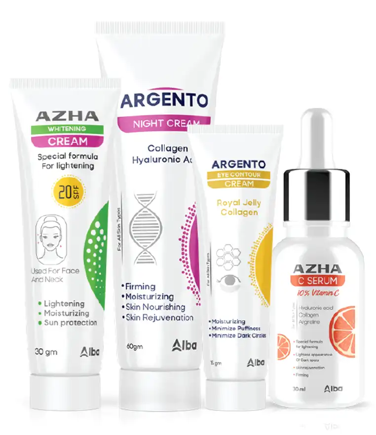 (  ارجنتو كريم ليل 60 جم +ارجنتو كريم عين15 جم +ازهى كريم تفتيح 30 جم+ ازهى سيروم30 مل )