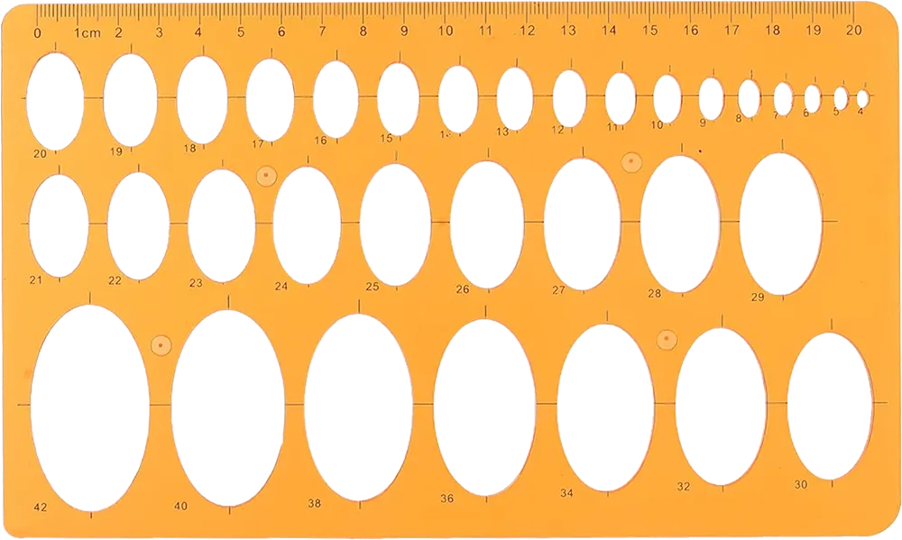 مسطرة أشكال هندسية كي شينج دوائر بيضاوية، برتقالي، KS-1890