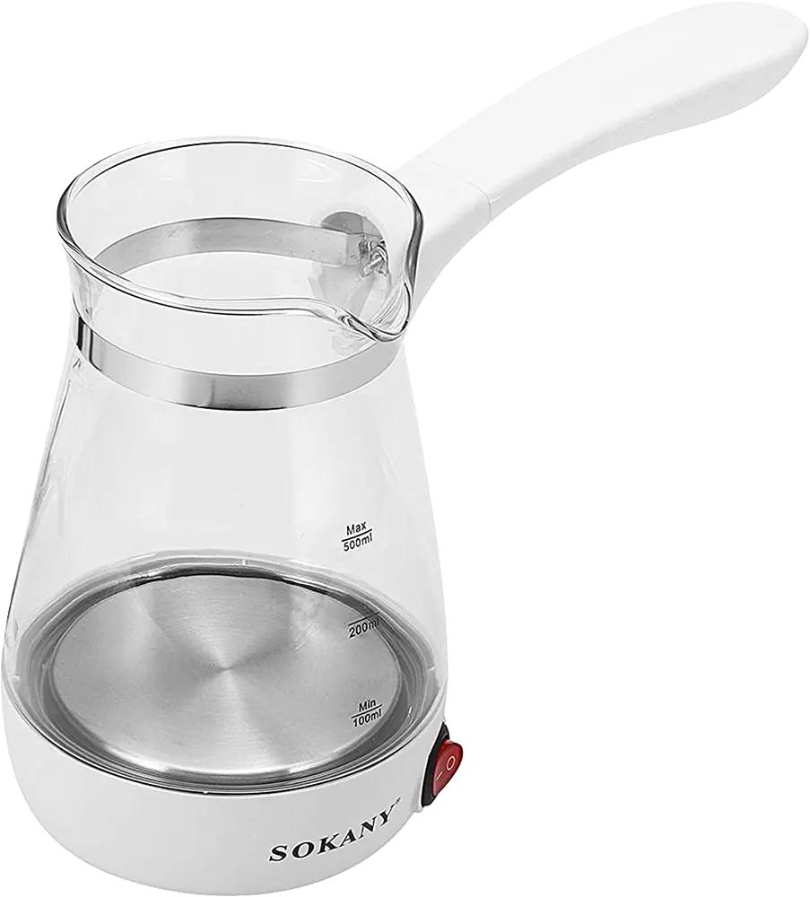 كنكة قهوة كهرباء زجاج سوكاني، 600 وات، أبيض ، YLW-606