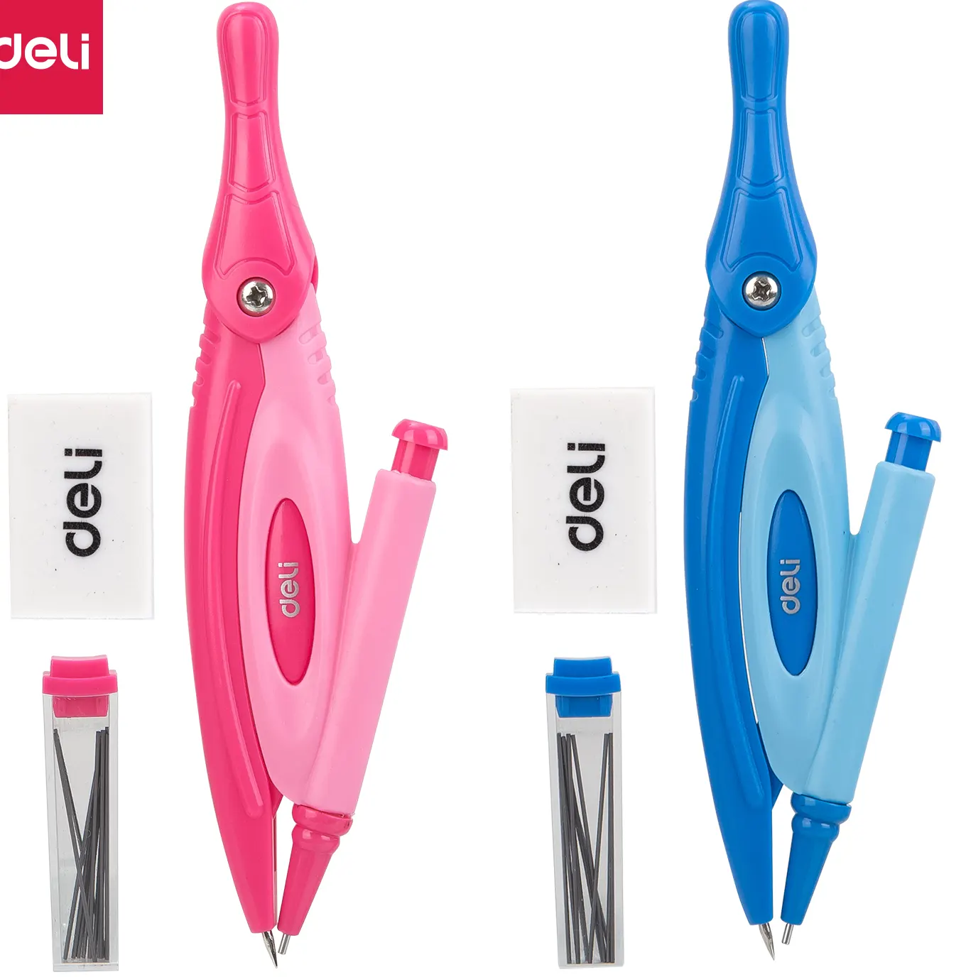 طقم أدوات هندسية بلاستيك من ديلي، 7 قطع، علبة بلاستيك،ألوان متعددة،EG30304