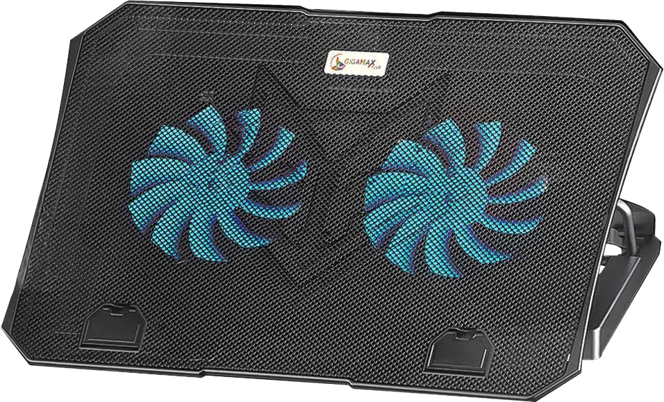 مروحة تبريد لاب توب جيجا ماكس بلس حتى 15.6 بوصة، 2 مروحة، أسود، GM-88