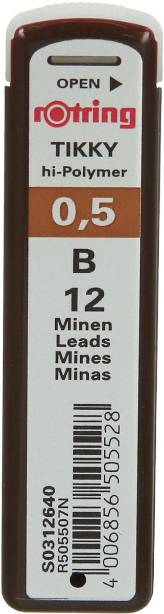 سنون قلم رصاص روترنج B تيكي بوليمر ، 0.5 ملم، 12سن ، رصاصي