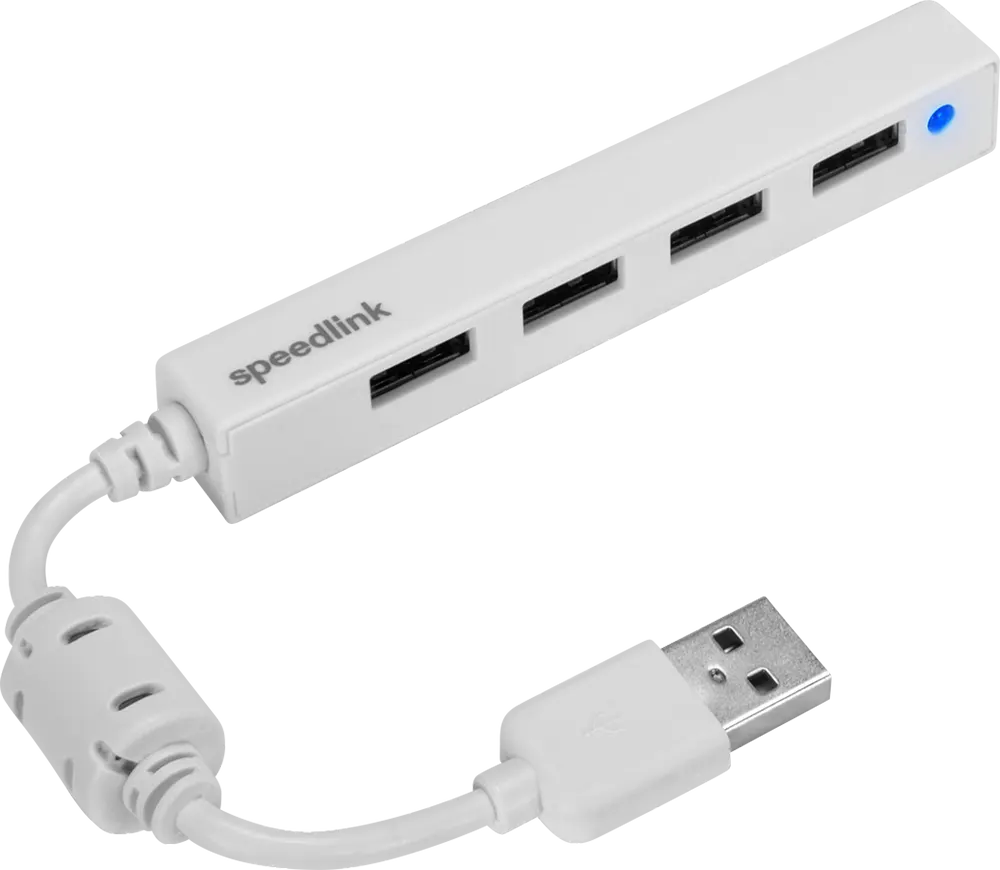 هاب USB رفيع من سبيد لينك سنابي، 4 منافذ، USB 2.0، أبيض، SL-140000-WE