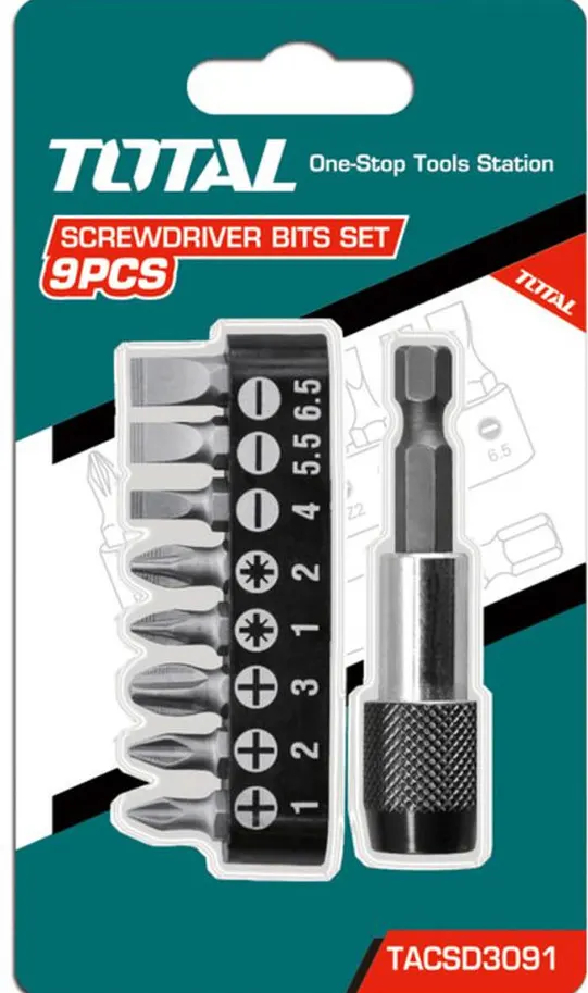 Total Tools 9-Piece Screwdriver Bit Set, TACSD3091