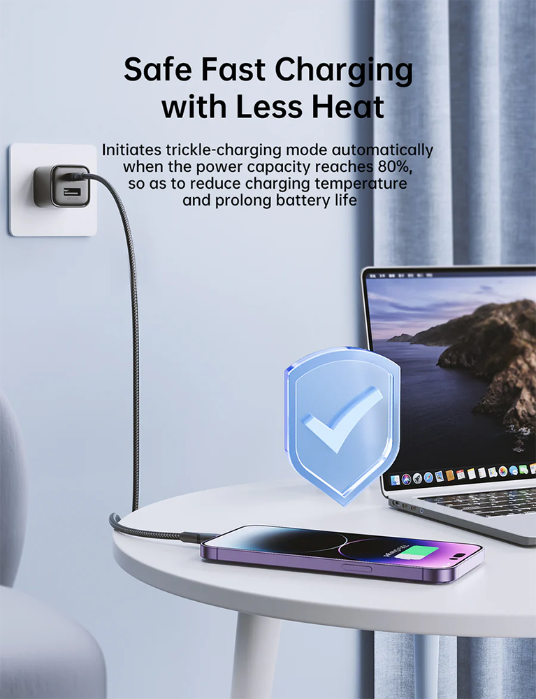 كابل شحن سريع من جوي روم ,  يو اس بي- ايه الي لايتنينج ,2.4  أمبير ,1.2  متر , اسود , S-UL012A11