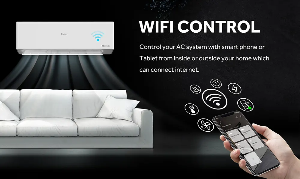 Haier Eco Split Air Conditioner 1.5 HP, Cool Only, Inverter, Plasma, Digital Display, White, HSU-12KCRIC