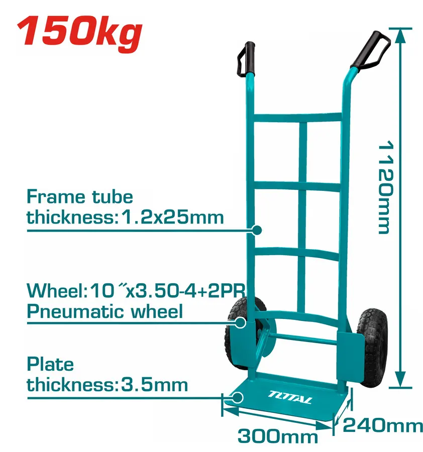 عربية يدوية للحمولة من توتال، 2 كاوتش ، 150 كجم ، THTHT-20221