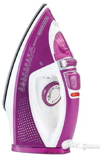 مكواة ملابس بخار من بلاك أند ديكر، 2400 وات ، قاعدة سيراميك، بنفسجى ، X2450 (بضمان انسيا)