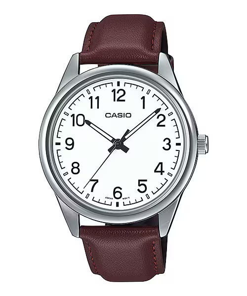 Casio Men's Watch, Analog, Leather Strap, Brown , MTP-V005L-7B4UDF