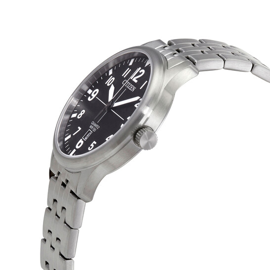 ساعه يد سيتزن رجالي , عقارب سوار ستانلس ستيل , مينا سوداء , سيلفر , BL1050-81F