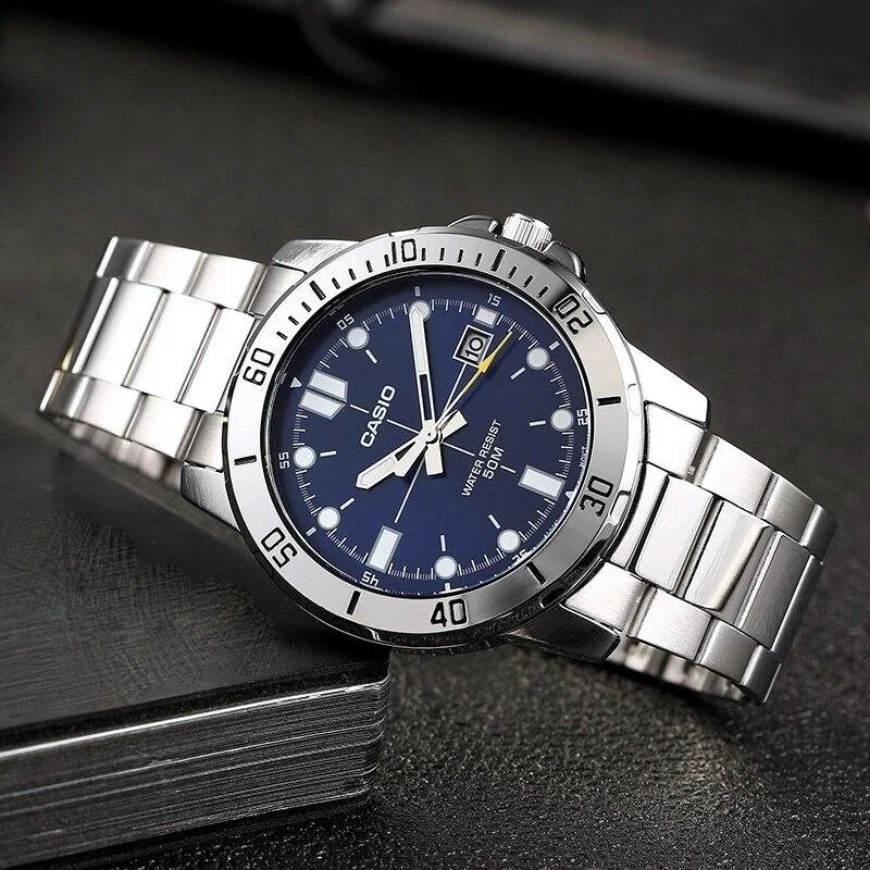 ساعه كاسيو رجالي ,عقارب سوار ستانلس ستيل , سيلفر , MTP-VD01D2E