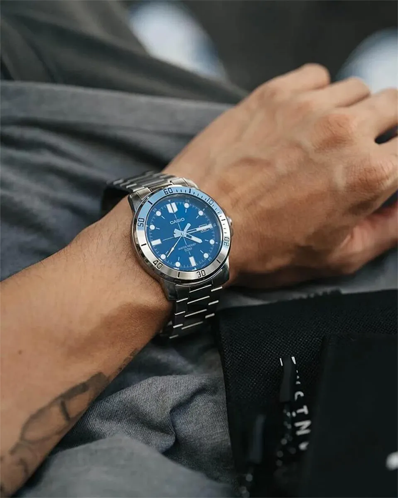 ساعه كاسيو رجالي ,عقارب سوار ستانلس ستيل , سيلفر , MTP-VD01D2E