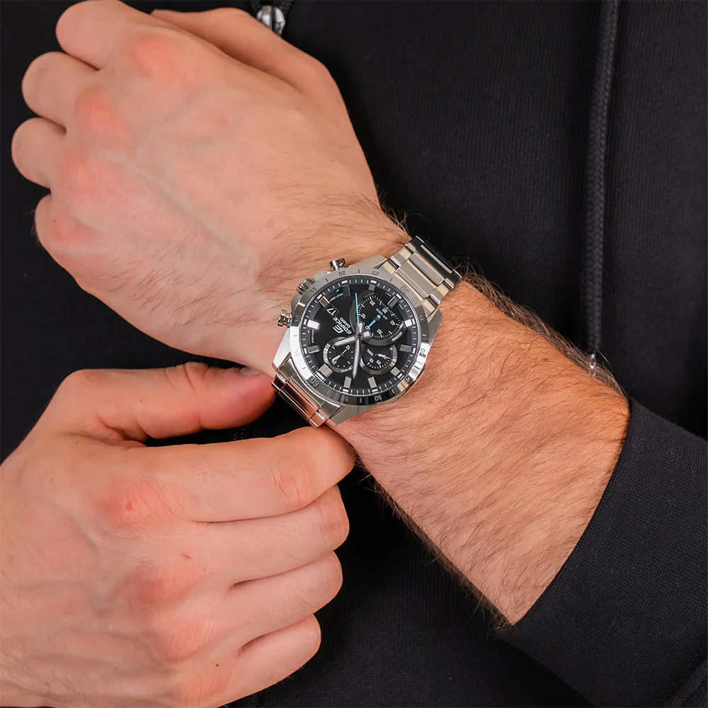 ساعة إديفيس كاسيو رجالي ,عقارب سوار ستانلس ستيل , سيلفر  EFR-571D-1AVUDF