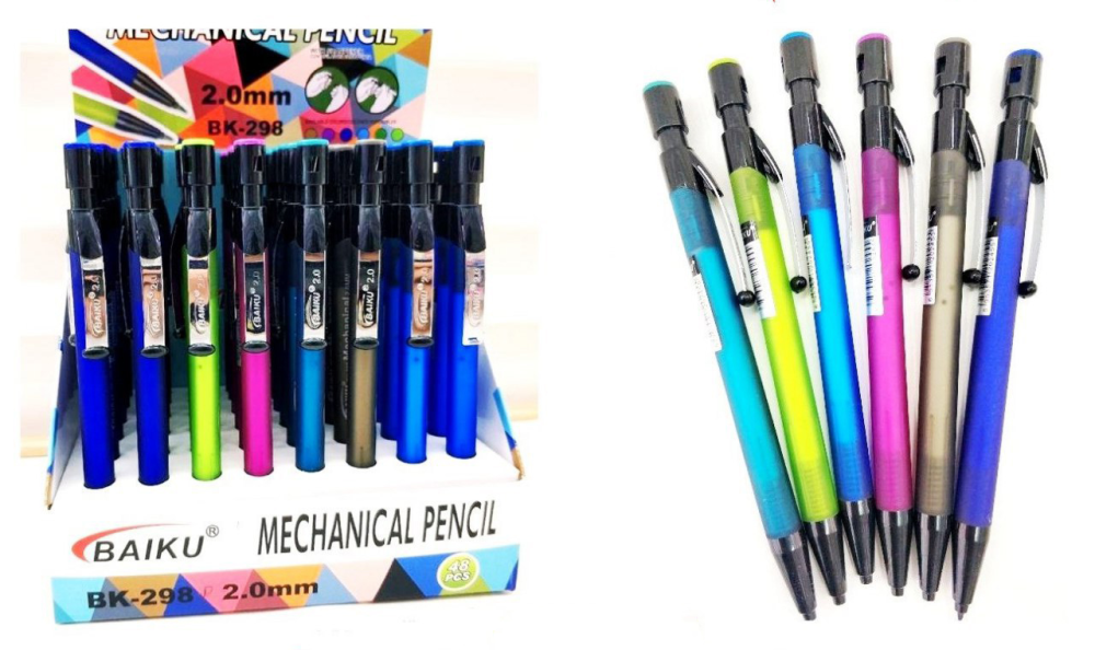 قلم سنون بايكو تيكي بلاستيك ,2 ملي , متعدد الألوان , شفاف ومعتم , BK-298