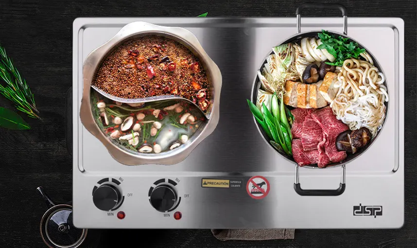 بوتاجاز مسطح كهرباء دي اس بي، 2 عين، 2500 وات، فضي، KD4047