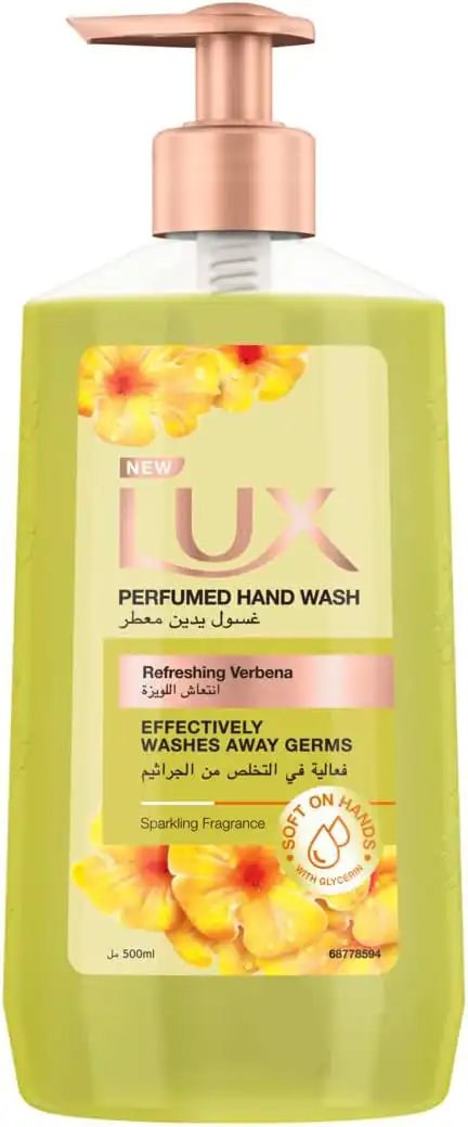 غسول اليدين لوكس ، غسول سائل معطر بانتعاش اللويزة ، 500 مل .