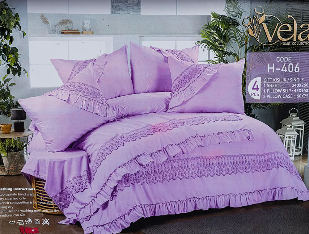 طقم ملاية فيلا ، مقاس 240*260 سم ، 4 قطع ، متعدد الألوان ، H-406