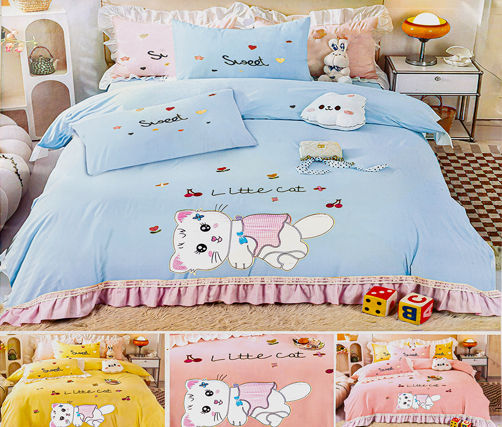 طقم ملاية سرير للأطفال من فاكو ، موديل 4 كاتس ، مقاس 200×240 سم، 6 قطع، متعدد الألوان ،