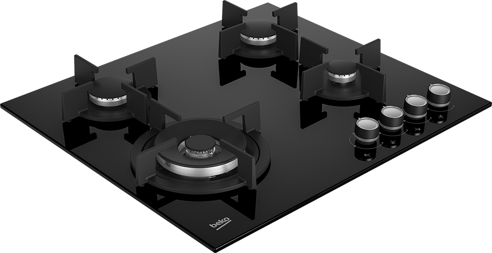 بوتاجاز مسطح بلت ان بيكو، 60 سم، 4 شعلة، غاز، حوامل من الزهر، اشعال ذاتي، زجاج، أسود ، HILW 64222 SE