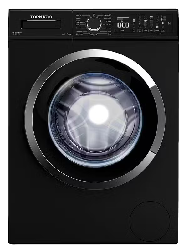 غسالة ملابس فول أوتوماتيك تورنيدو ، 8 كيلو ، 1200 لفه ، شاشة ديجيتال ، أسود ،TWV-FN812BKOA