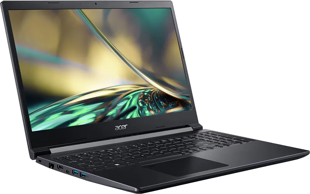 لابتوب ايسر اسباير 7 A715-43G معالج AMD Ryzen 5-5625U، رامات 8 جيجابايت، هارد ديسك 512 جيجابايت SSD ، شاشة  مقاس 15.6 بوصة FHD ، كارت شاشة NVIDIA GeForce RTX 3050 سعة 4 جيجابايت، اسود فحمي