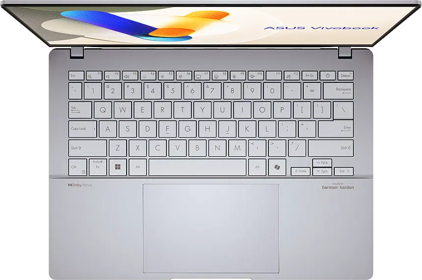 لاب توب اسوس فيفو بوك اس 14 OLED M5406UA-QD055W  معالج AMD Ryzen 9-8945HS، رامات 16 جيجابايت، هارد ديسك سعة 512 جيجابايت SSD ، كارت شاشة مدمج AMD Radeon، شاشة مقاس 14.0 بوصة OLED WUXGA ، نظام التشغيل ويندوز 11 هوم ، فضي