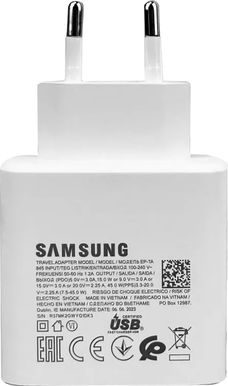 شاحن سامسونج سريع 25 وات، من تايب سي، 3 امبير، أبيض، EP-T2510NWEGEU