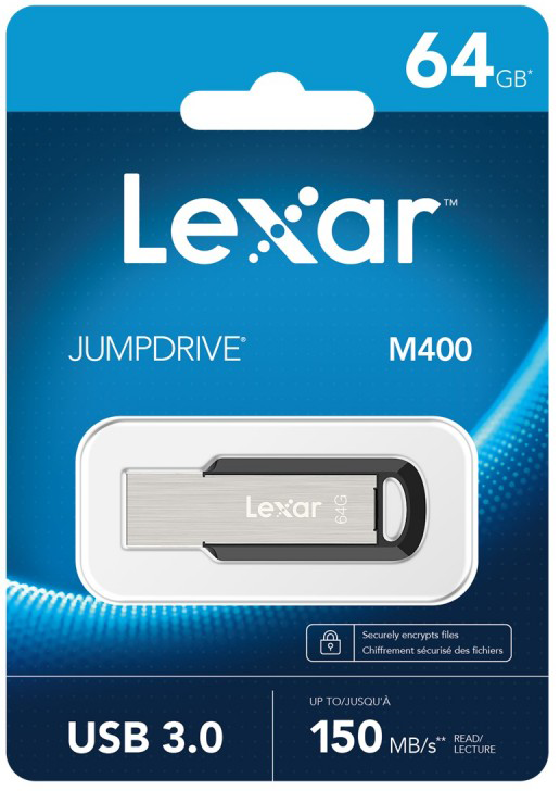 فلاش ميموري ليكسار JumpDrive® M400ليكسر ، 64 جيجابايت ، USB 3.0، سيلفر ، LJDM400064G-BNBNG