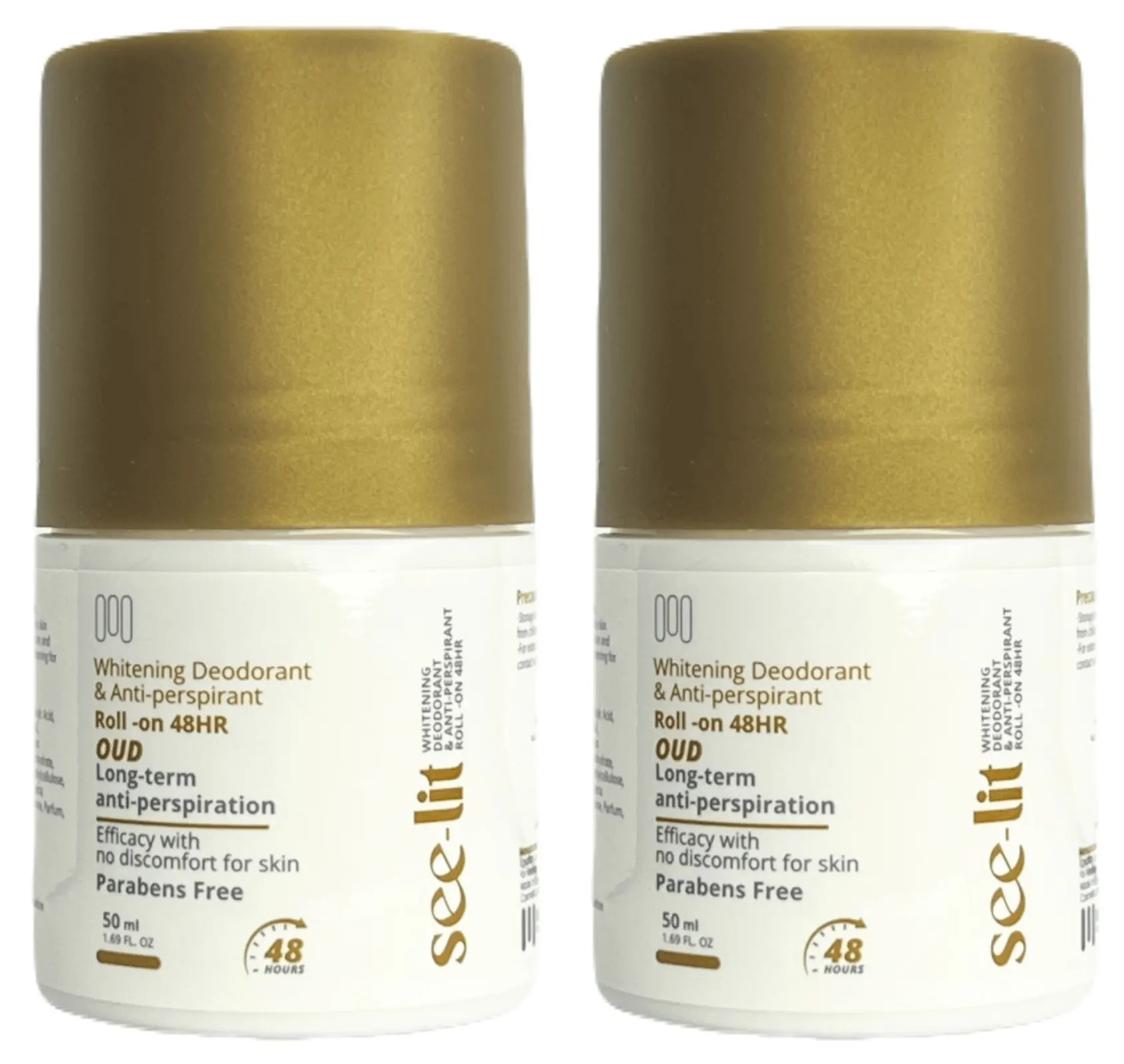 مزيل عرق للتفتيح من سي لايت رول اون للنساء ,عود, 50 مل , 2 قطعه