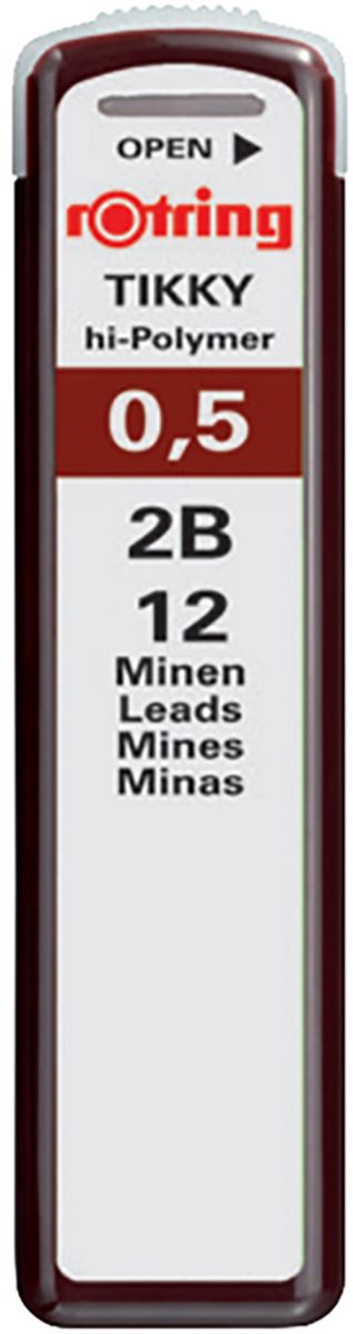 سنون قلم رصاص روترنج 2B تيكي بوليمر ، 0.5 ملم، 12سن ، رصاصي