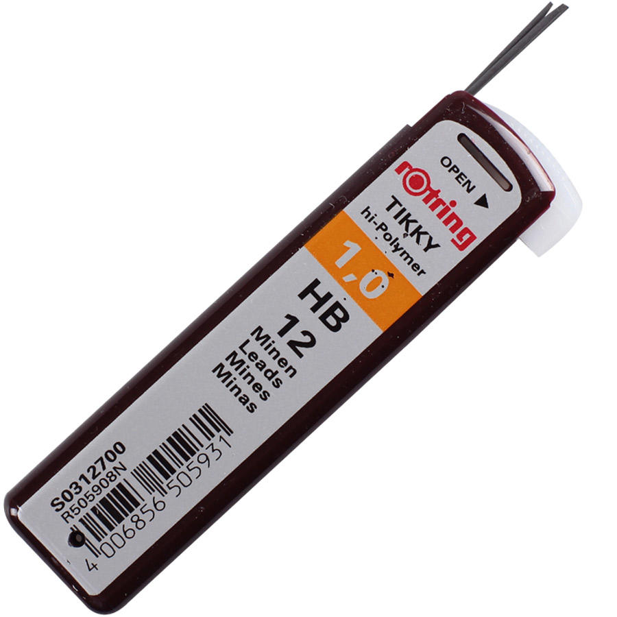 سنون قلم رصاص روترنج HB تيكي بوليمر ، 1.0 ملم، 12سن ، رصاصي