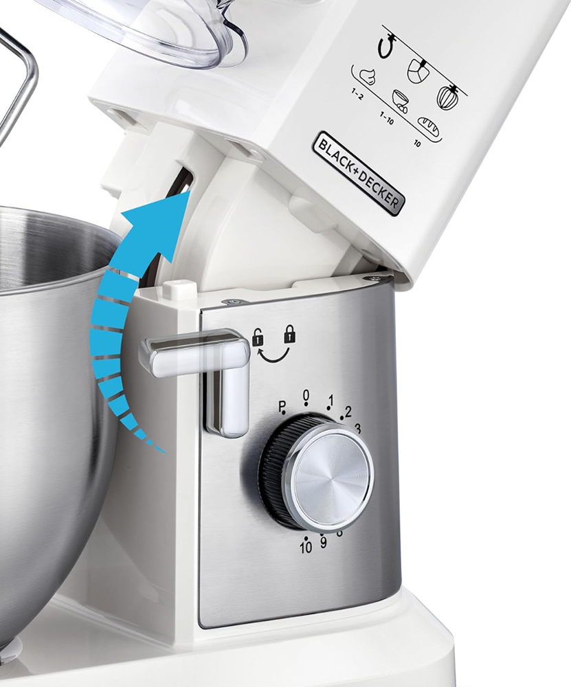 عجان بلاك اند ديكر، 1000 وات، 6 لتر، 10 سرعات، أبيض، ضمان انسيا، MKM100