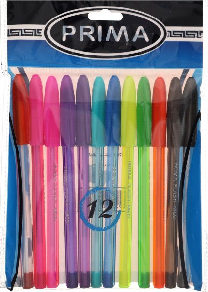 طقم قلم جاف بريما 12 لون فلاش, الوان متعددة