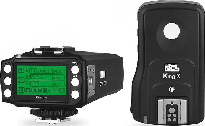 مصباح فلاش كاميرا  بيكسل كينج برو مستطيل لاسلكي، فلاش إضاءة محمول ، أسود