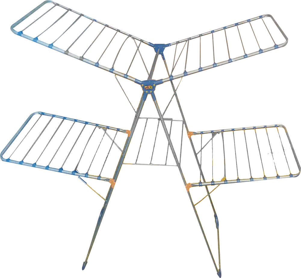 منشر ملابس استاند مارسيليا، 2 دور، قابل للطي، فضي*أزرق