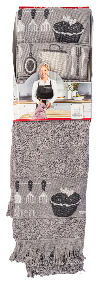 طقم فوط مطبخ وايت هاوس , مطبوع ،3 قطع ، 30-50 ، متعدد الألوان