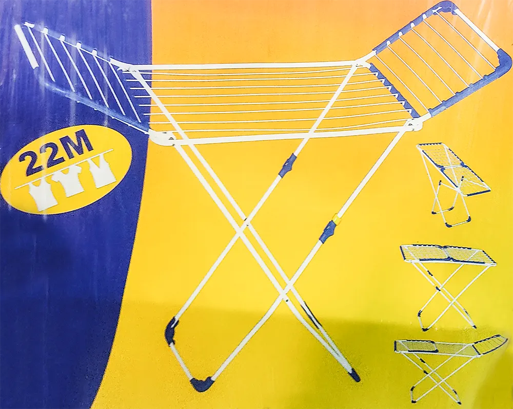 منشر ملابس ناصر قابل للطي، 22 متر، فضي*أزرق