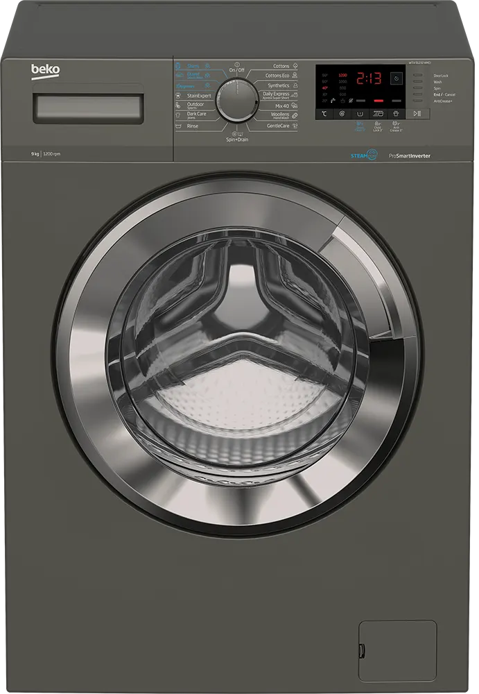 Beko Xpress Washing Machine, Fully Automatic, 9 KG,  Inverter, Steam, Grey, WTX 91232 XMCI2