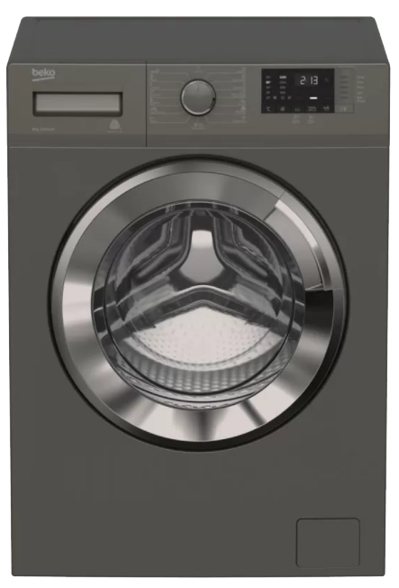 غسالة فول اوتوماتيك بيكو تحميل أمامي 8 كيلو، 1200 لفة، شاشة ديجيتال، انفرتر ، بخار، اسود، WTV8612XMCI2