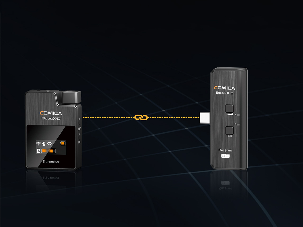 ميكروفون Comica BoomX-D UC1 ، لاسلكي  ، مع جهاز إرسال واحد + جهاز استقبال USB-C ، أسود ، UC1
