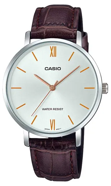 ساعه كاسيو نسائي، عقارب سوار جلد ، بني ,  LTP-VT01L-7B2UDF