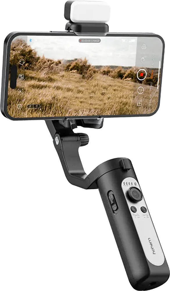 حامل موبايل هوهيم أي ستيدي XE Kit ثلاثي المحاور مع ضوء بمثبت مغناطيسي، بلوتوث، قابل لإعادة الشحن، أسود