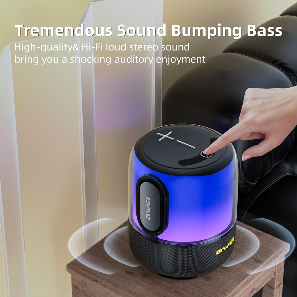 سماعة صب Awei  لاسلكية ، بلوتوث V 5.1 ، مقاومة للماء ، إضاءة RGB متعددة ، Y680