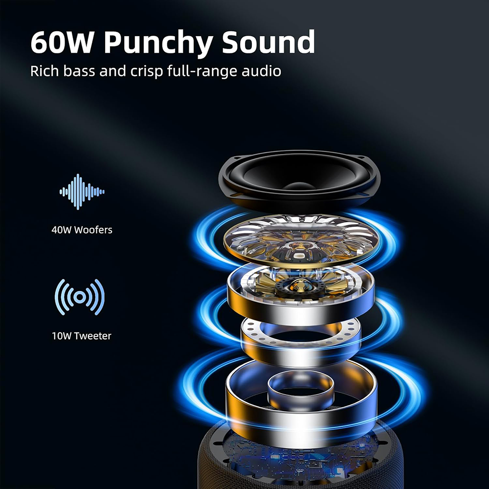 سماعة صب Awei  لاسلكية ، بلوتوث V 5.1 ، مقاومة للماء ، إضاءة RGB متعددة ، Y680